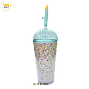 2025 STARBUCKS BIRTHDAY GLITTER w/DOME LID & CANDLE STRAW TOPPER 16oz COLD CUP
